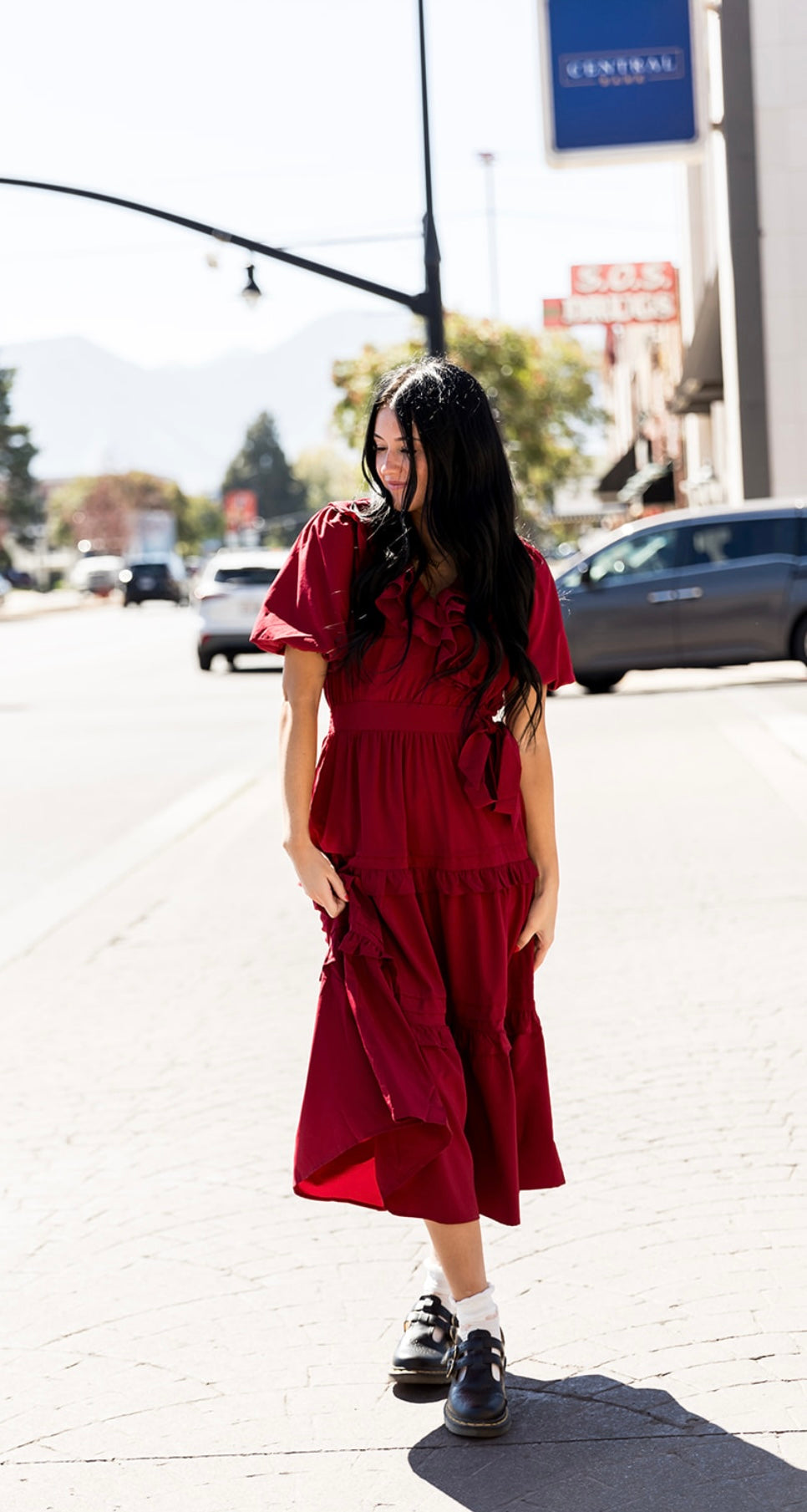 Aven Ruffle Midi Dress