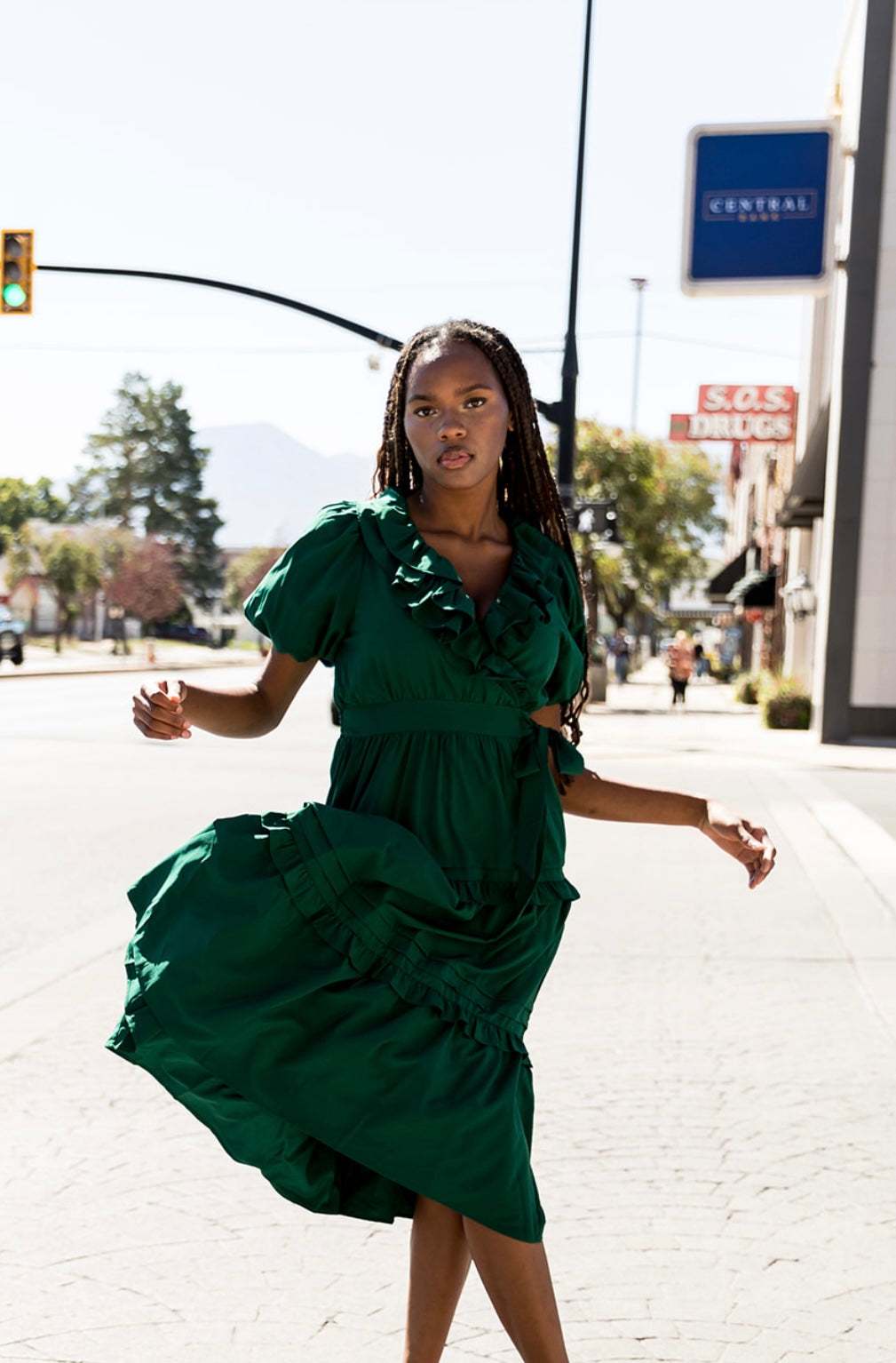 Aven Ruffle Midi Dress