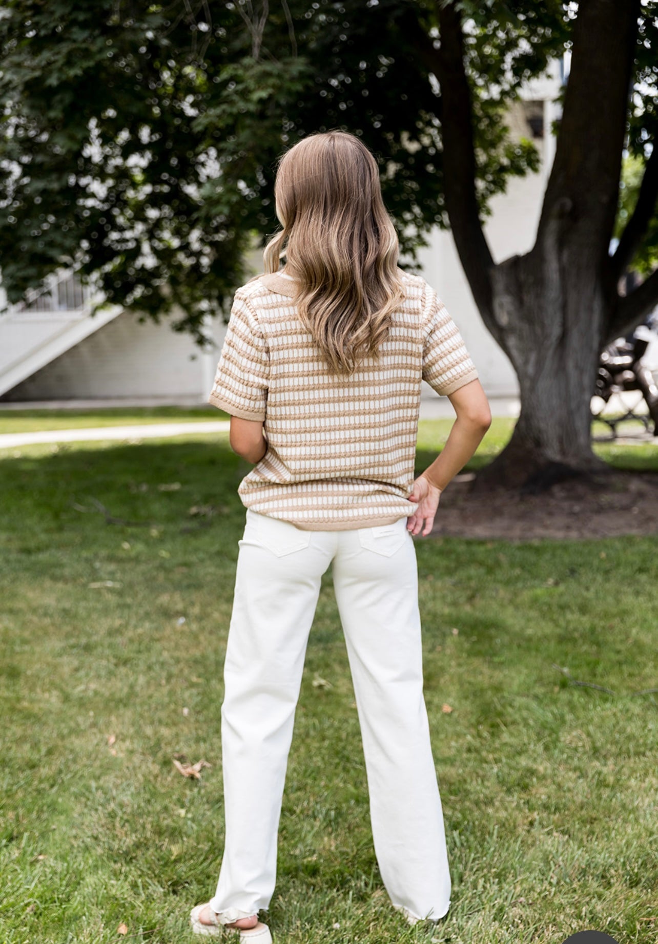 Danielle Textured Striped Collared Shirt