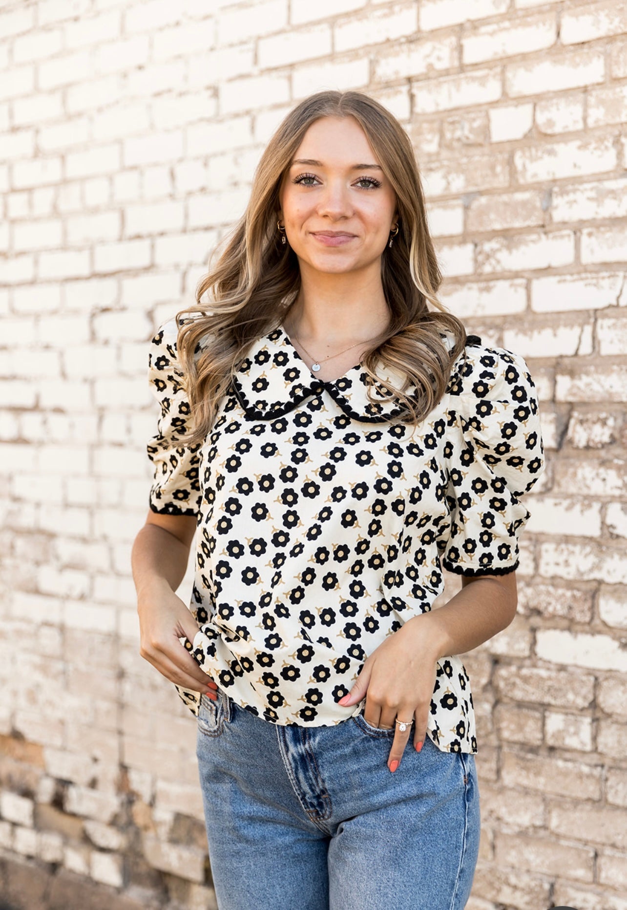 Brinley Oversized Collar Floral Top