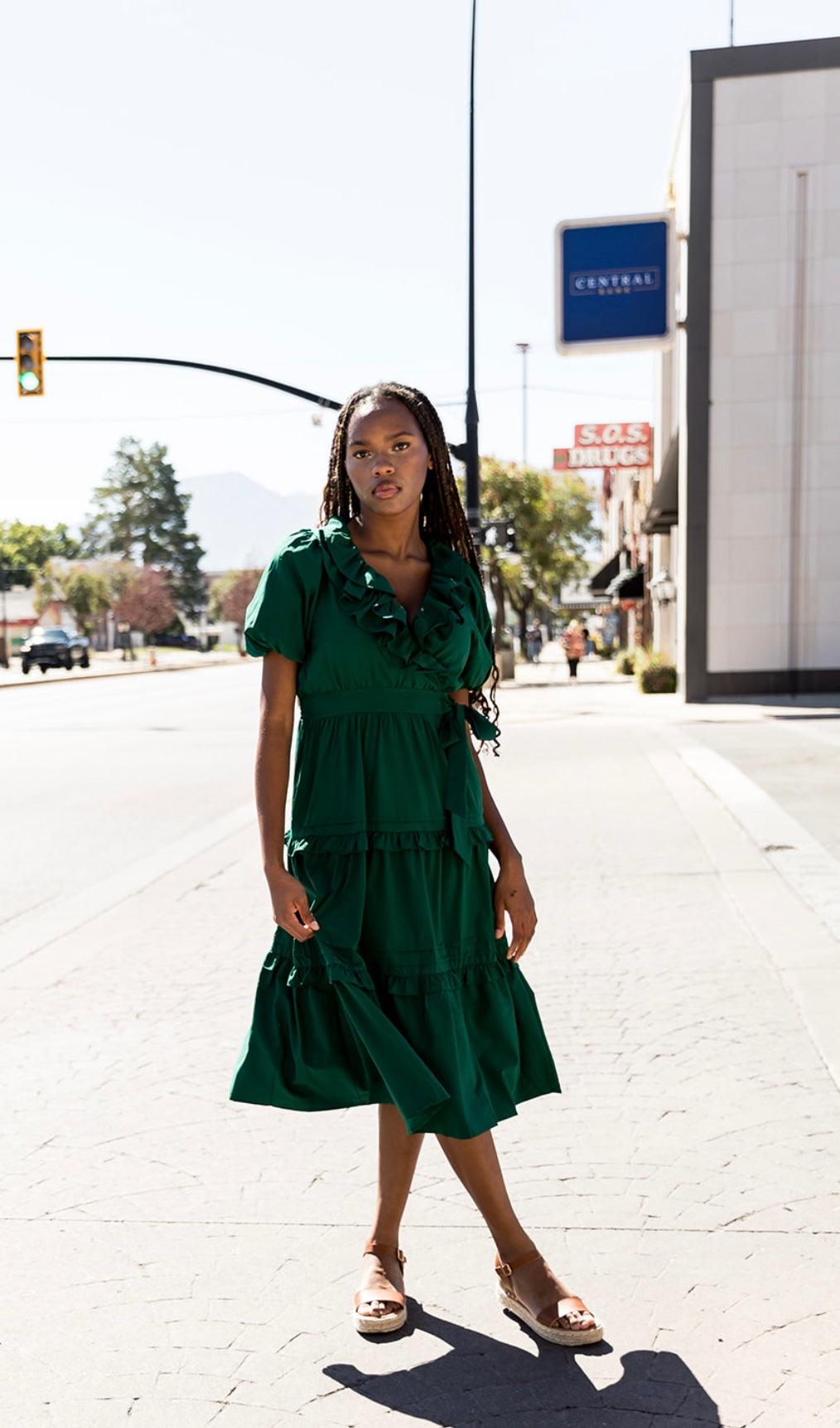 Aven Ruffle Midi Dress