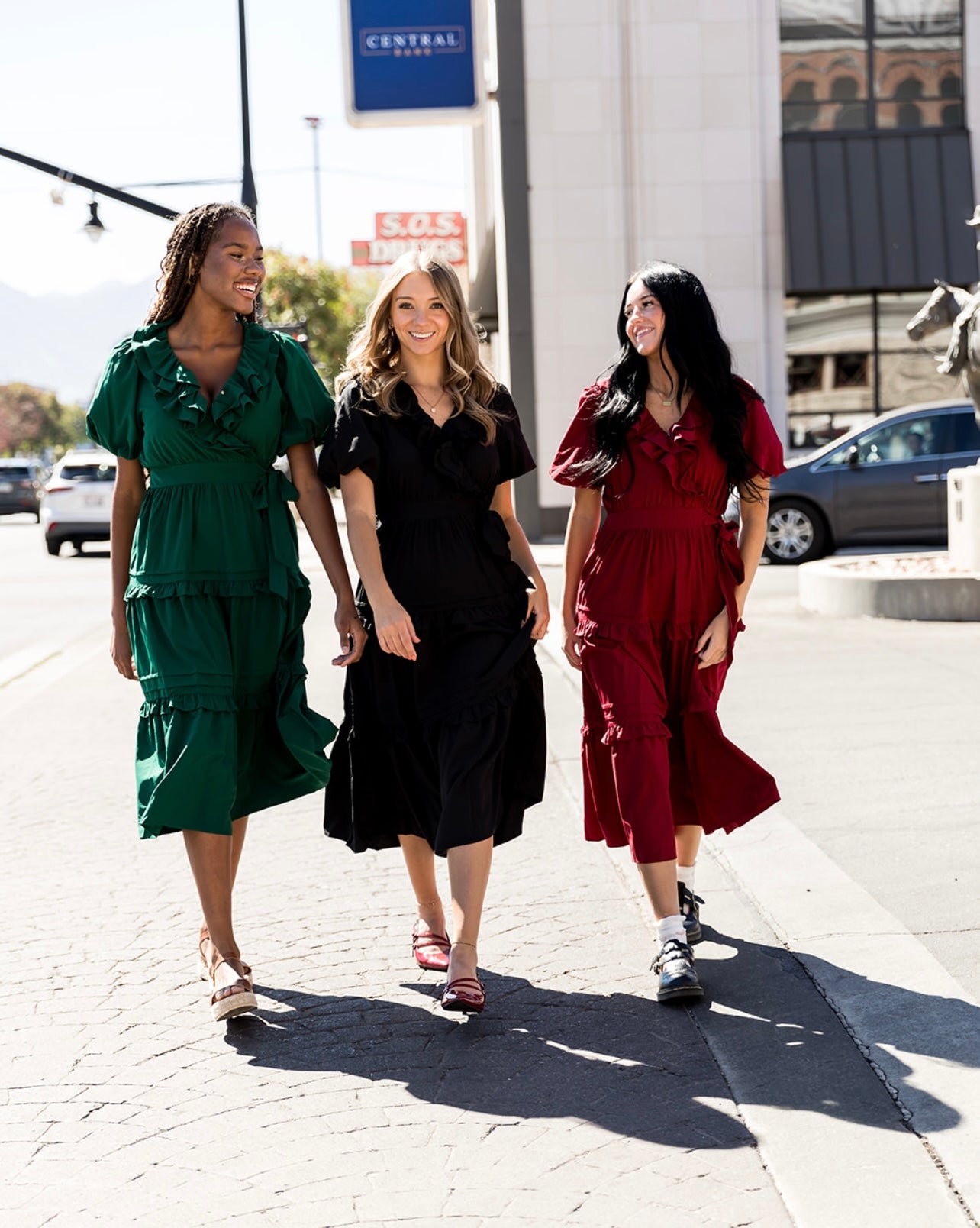 Aven Ruffle Midi Dress