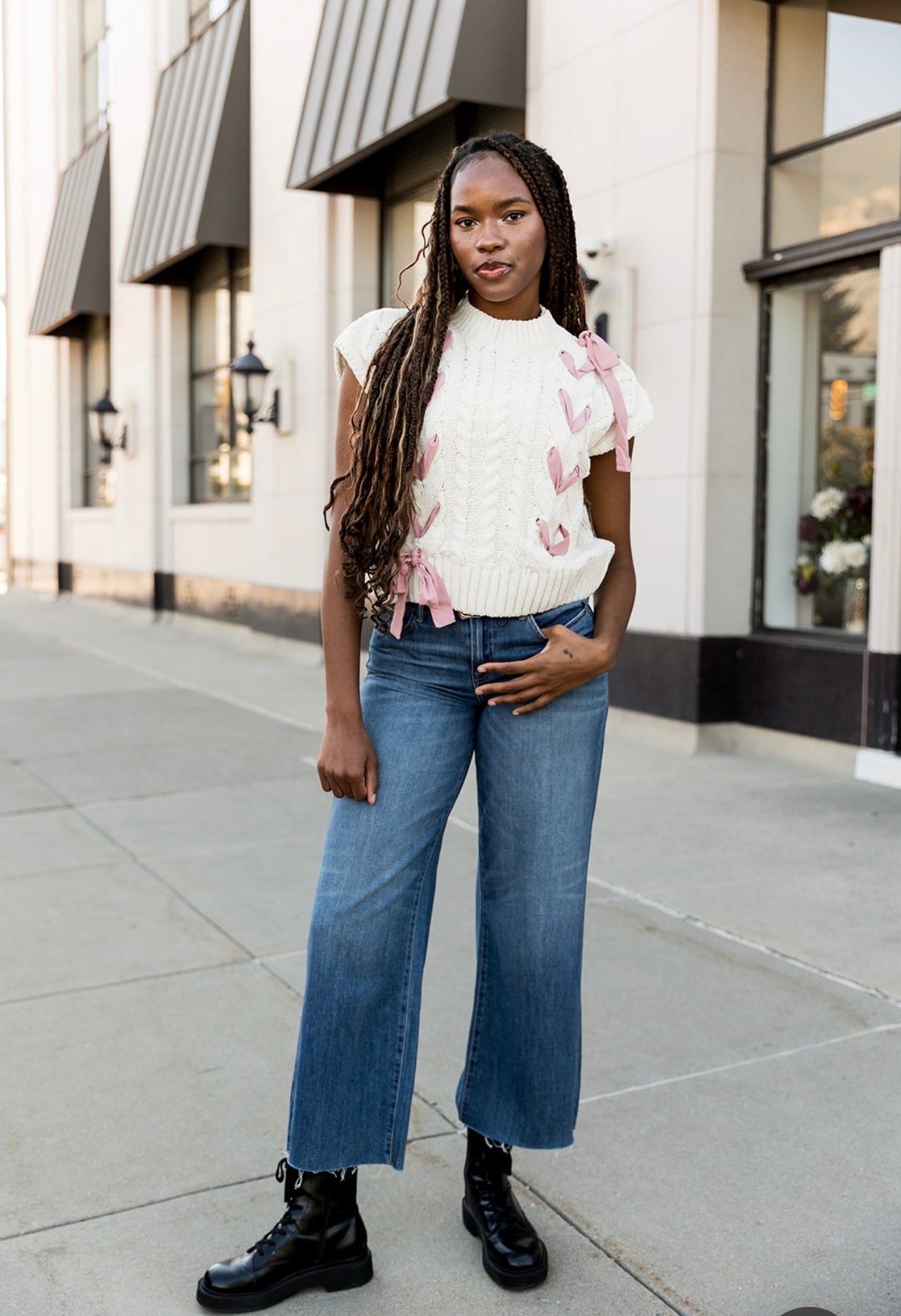 Angela Cozy Bow Knit Sweater