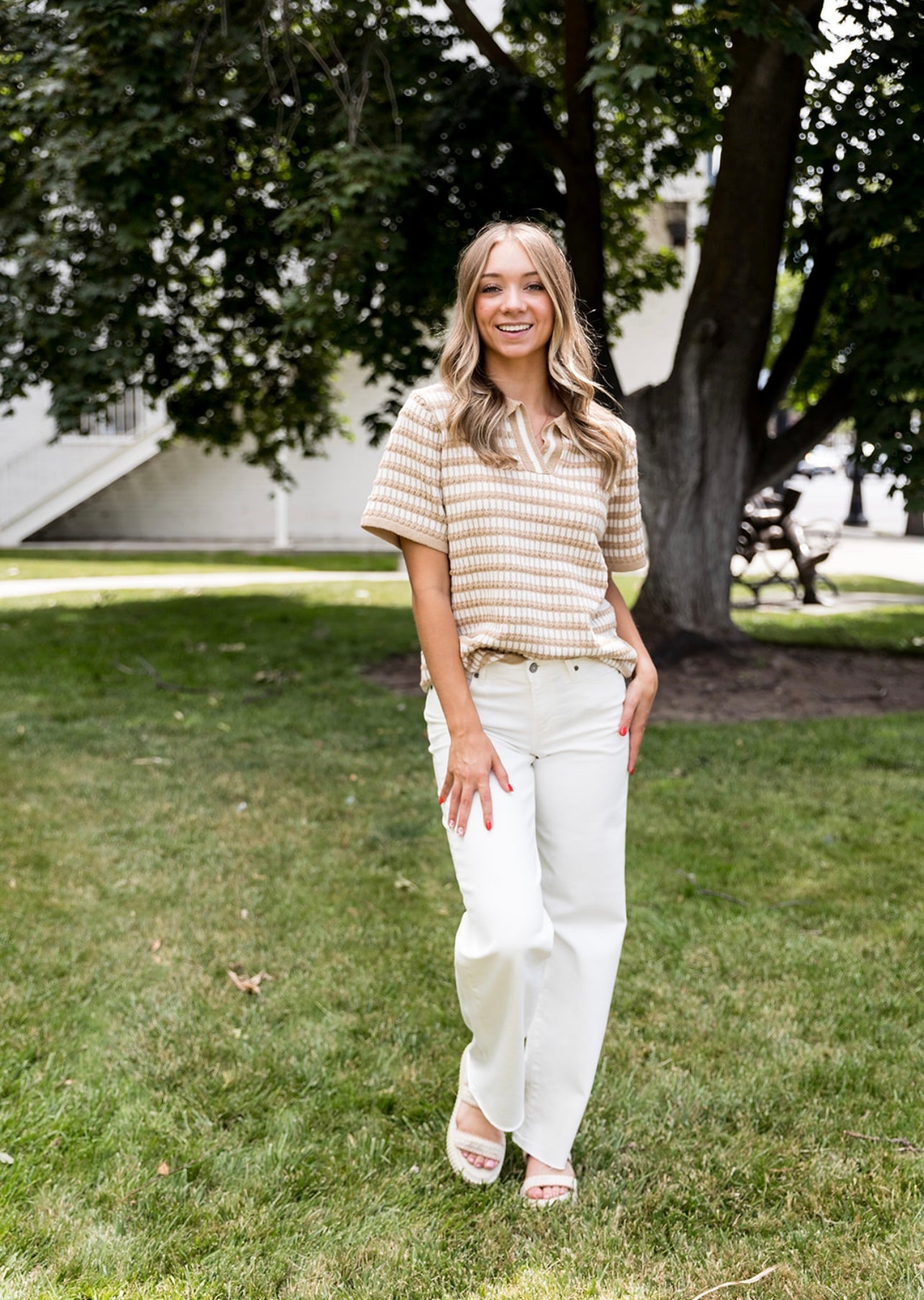 Danielle Textured Striped Collared Shirt