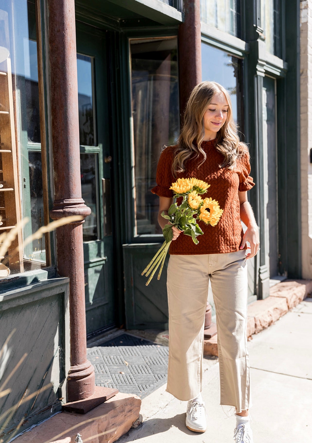 Autumn Days Ruffle Neck Top