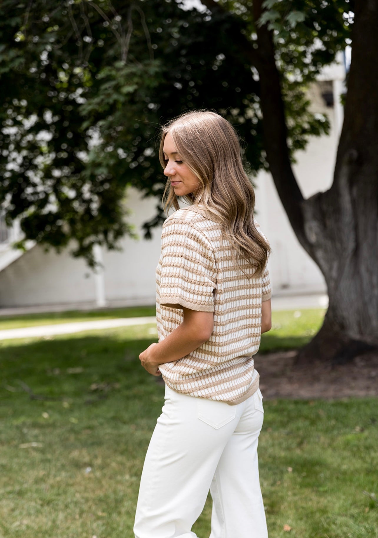 Danielle Textured Striped Collared Shirt