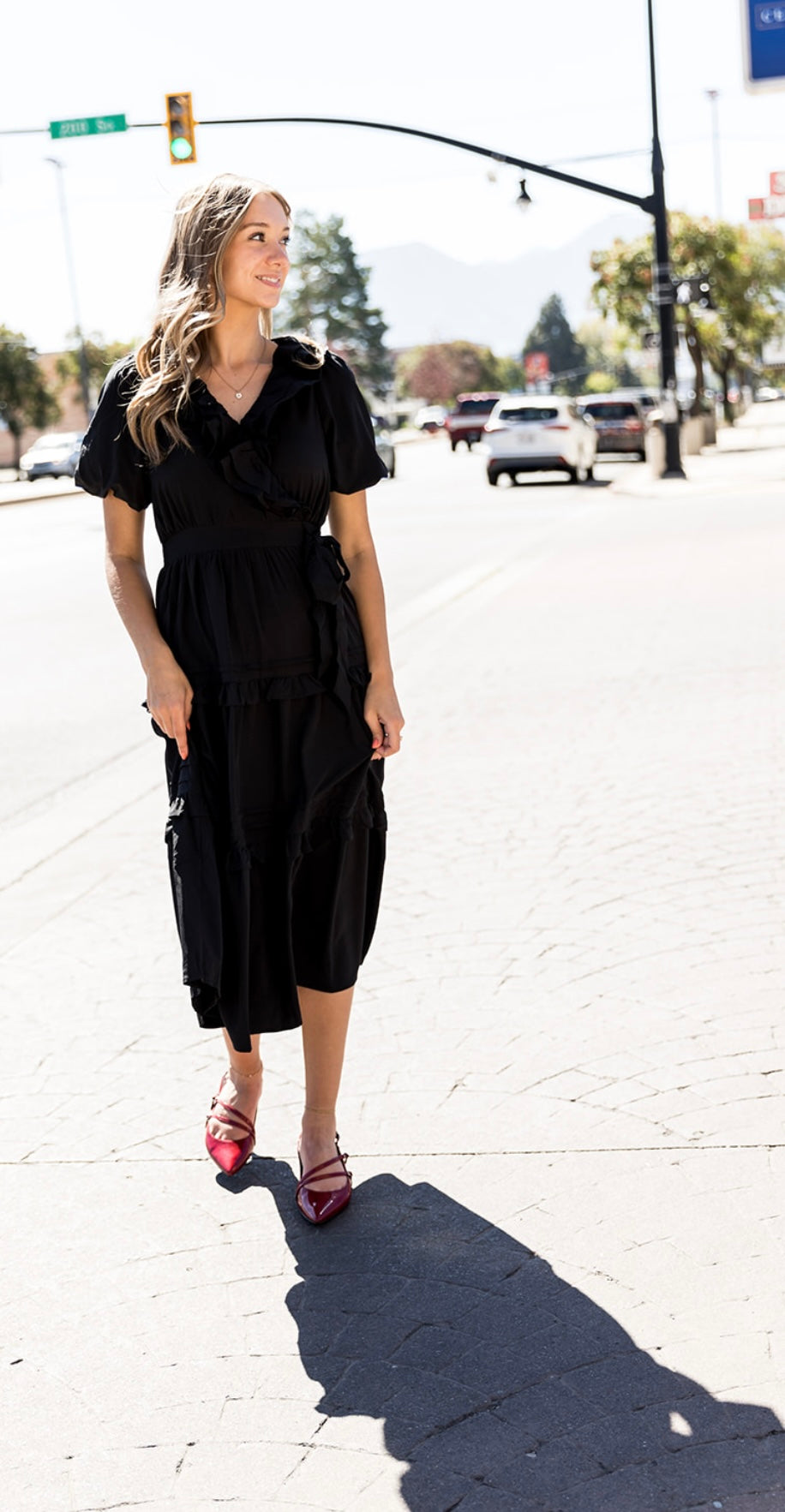 Aven Ruffle Midi Dress