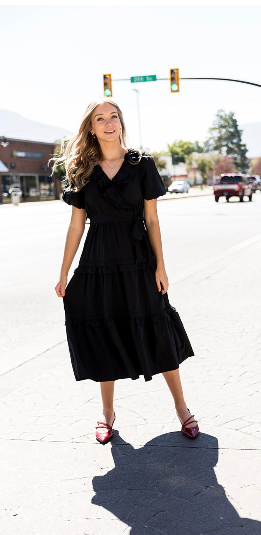 Aven Ruffle Midi Dress