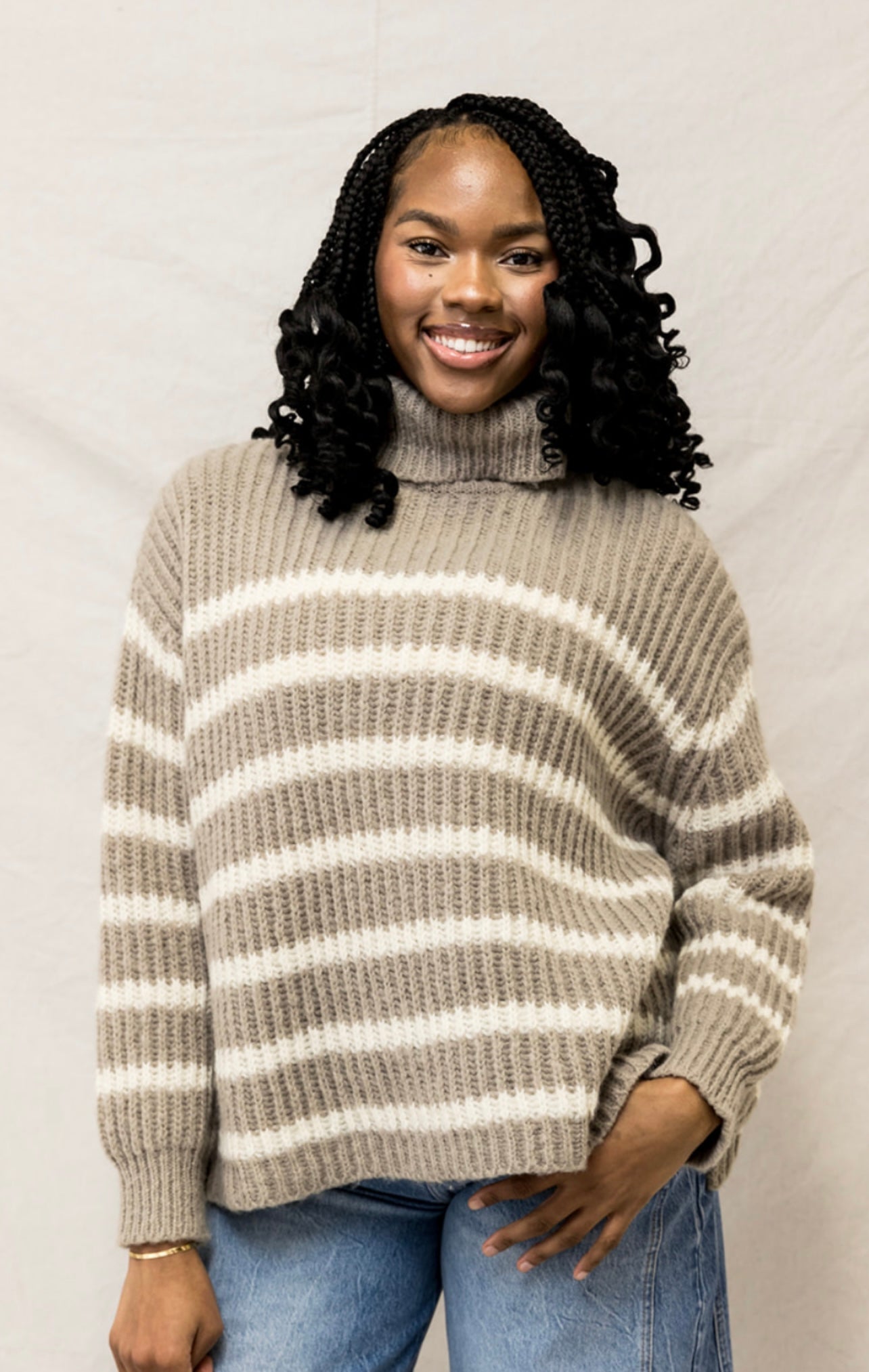 Kaia Turtleneck Striped Sweater