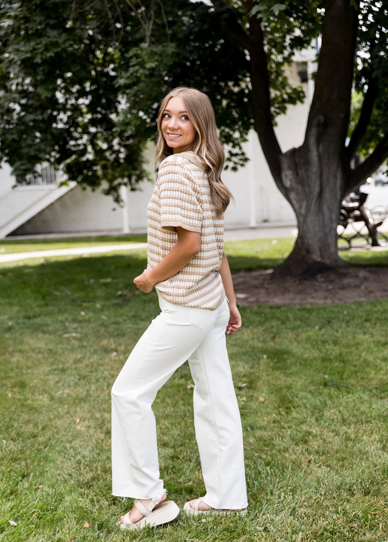 Danielle Textured Striped Collared Shirt