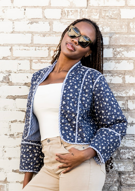 Sweet Suzanne Floral Print Quilted Jacket