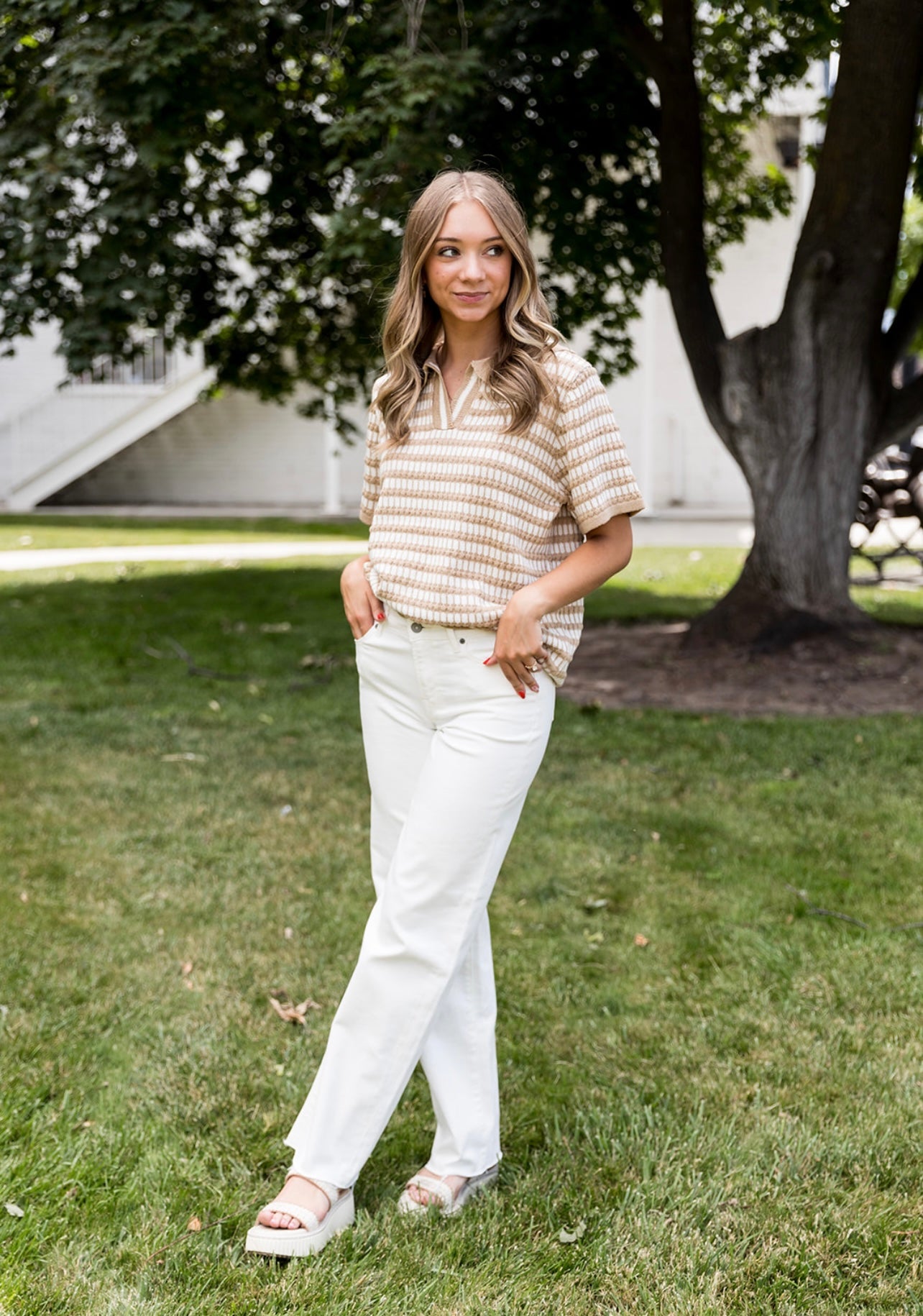 Danielle Textured Striped Collared Shirt