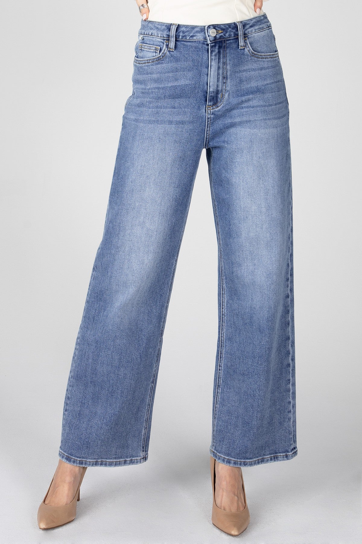 Emily Super High Rise Wide Leg Denim Pants