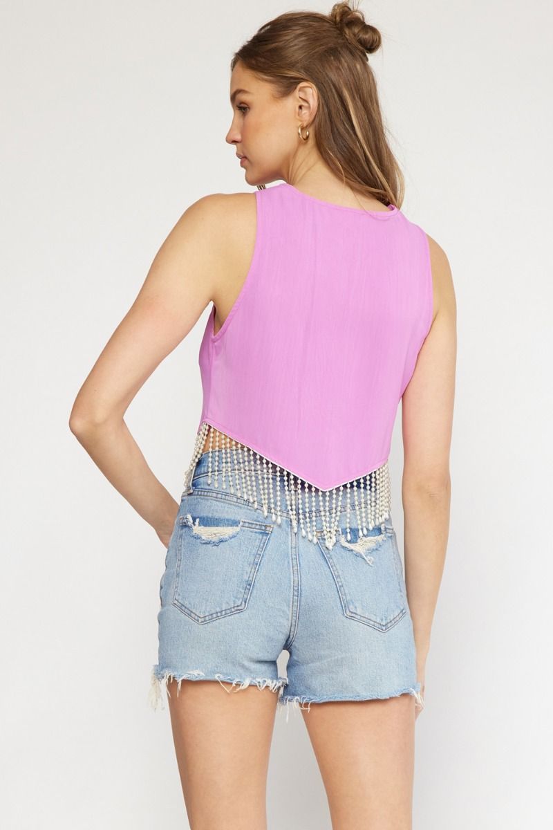 Feeling Festive Pearl Fringe Lined Top