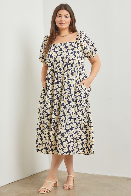 FLORAL FOREVER PUFF SLEVE MAXI DRESS