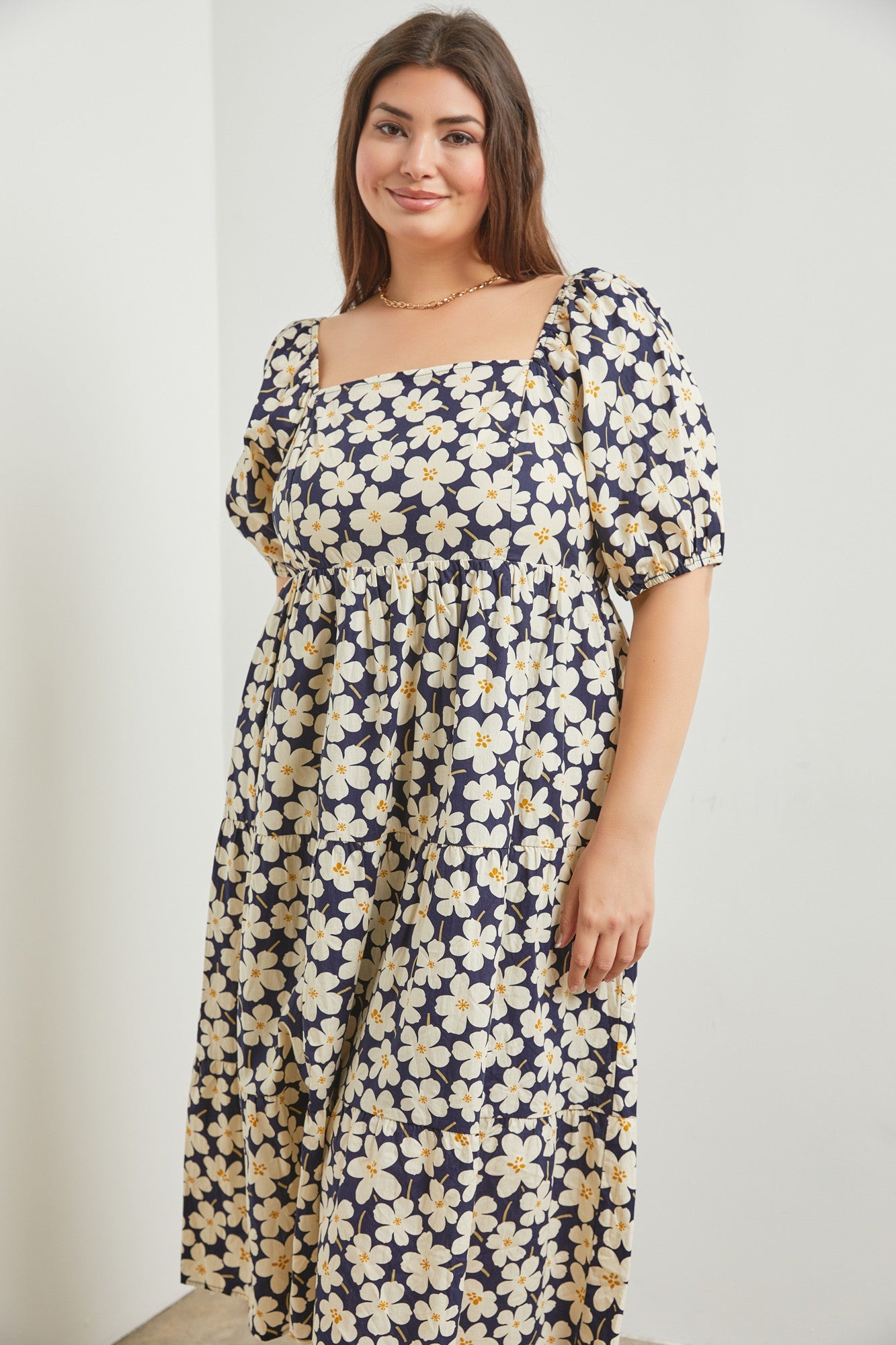 FLORAL FOREVER PUFF SLEVE MAXI DRESS