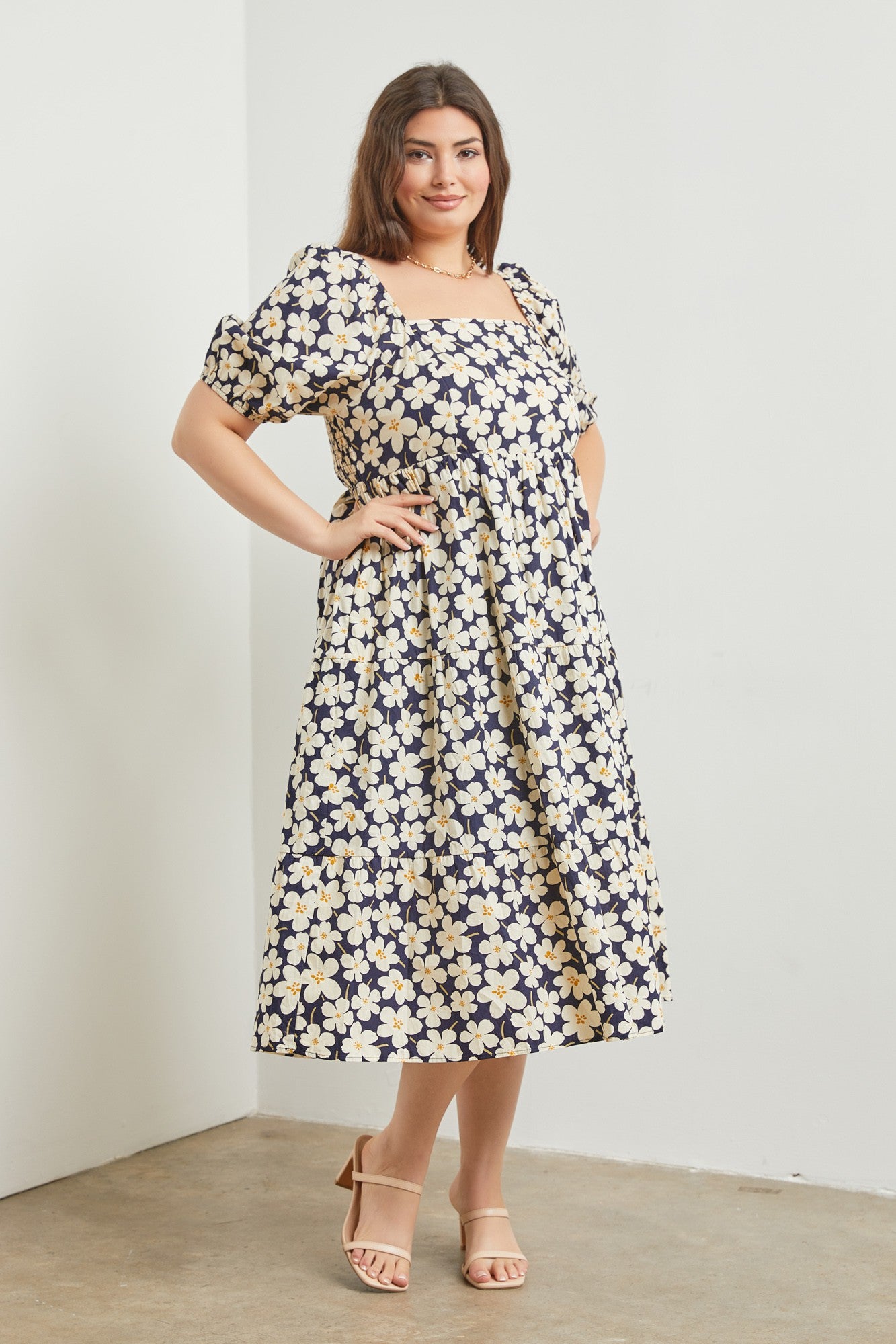 FLORAL FOREVER PUFF SLEVE MAXI DRESS