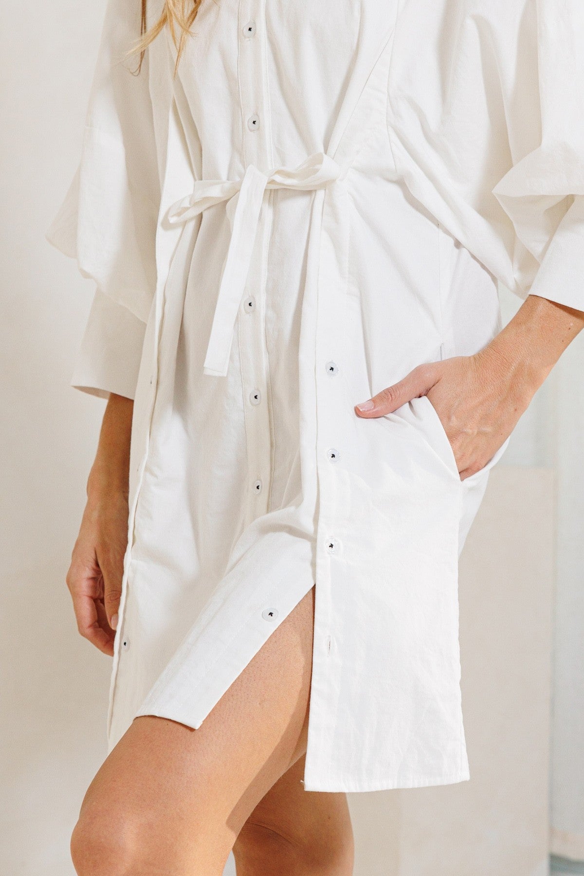 What A Trend Puff Sleeve Shirt Dress