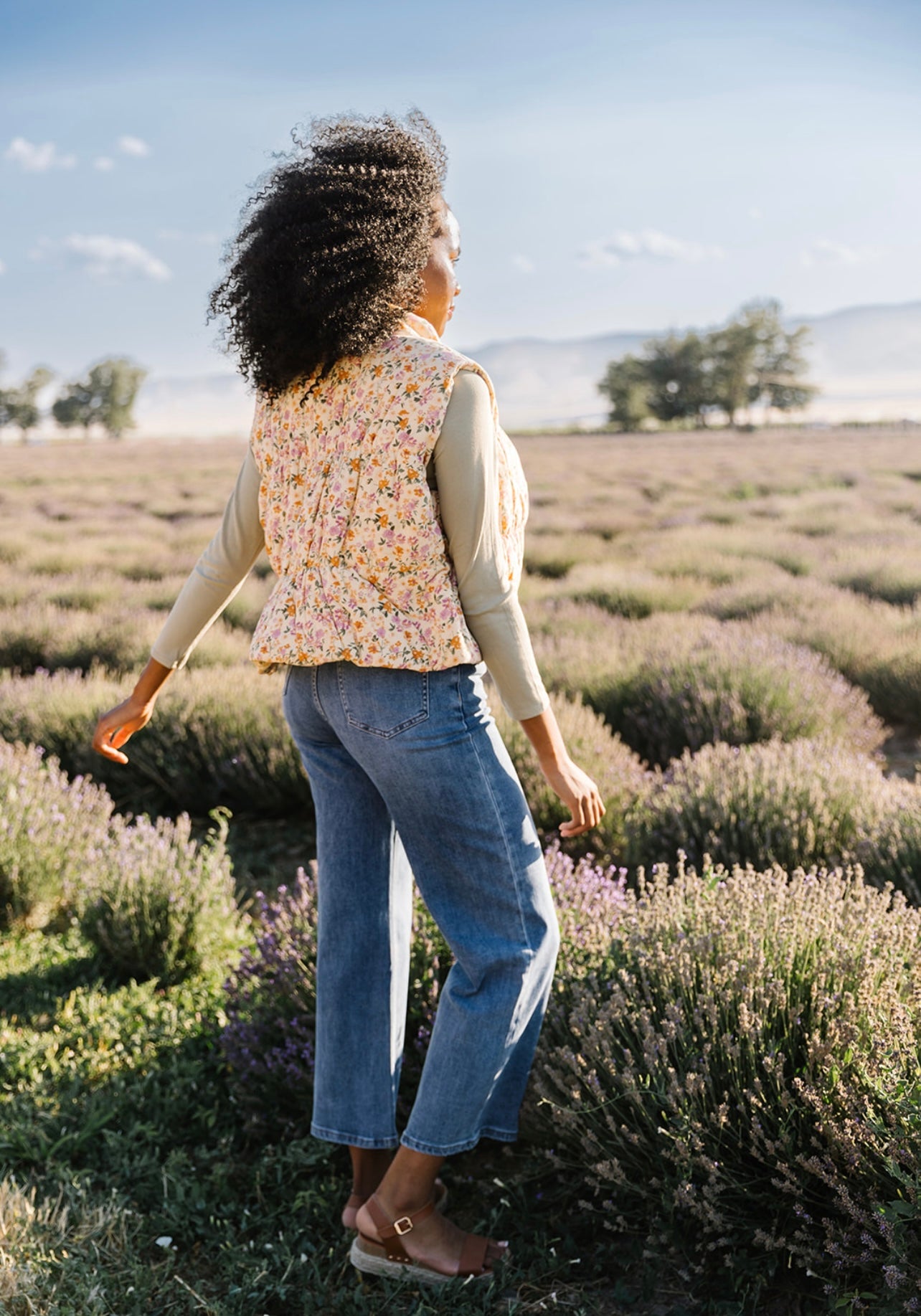 Dainty Floral Quilted Puffer Vest