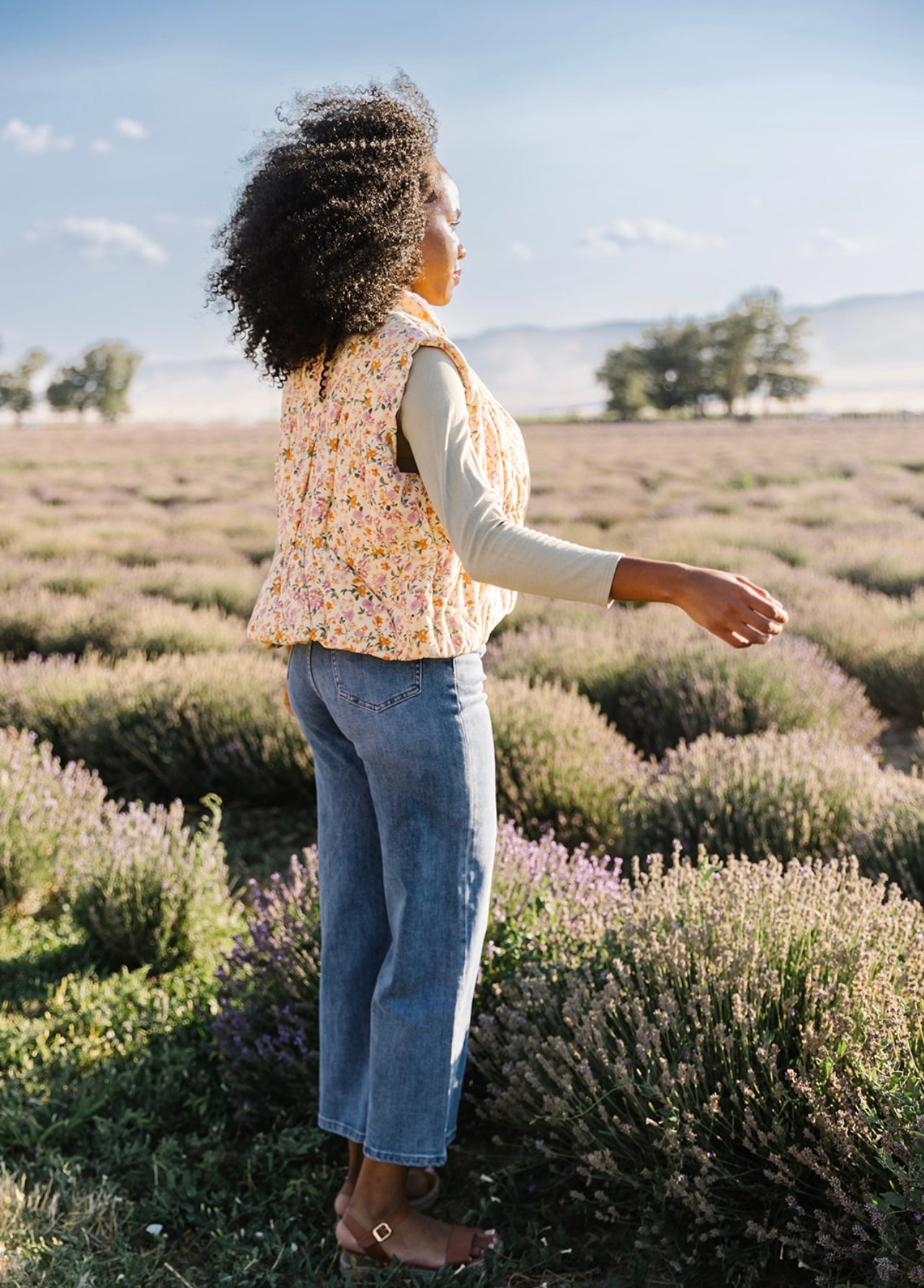 Dainty Floral Quilted Puffer Vest