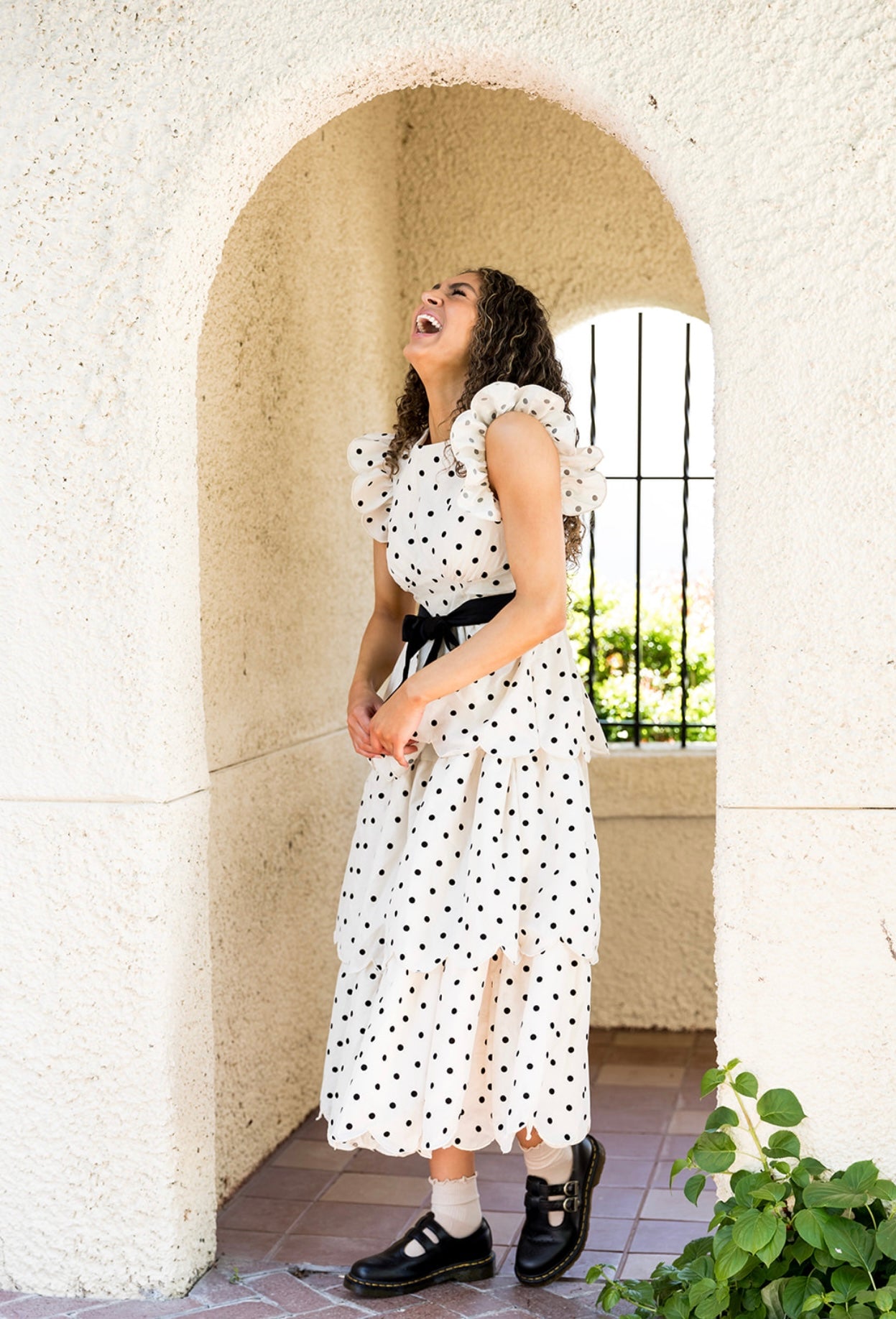 Remington Polka Dot Ruffled Tiered Midi Dress