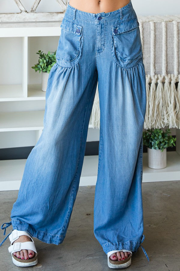 Halle Washed Wide Tencel Denim Pants