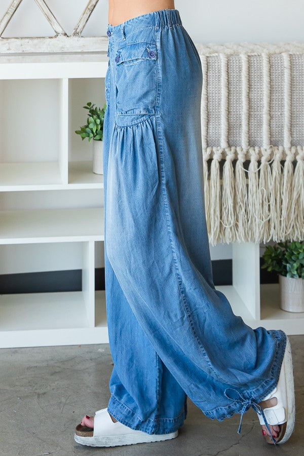 Halle Washed Wide Tencel Denim Pants