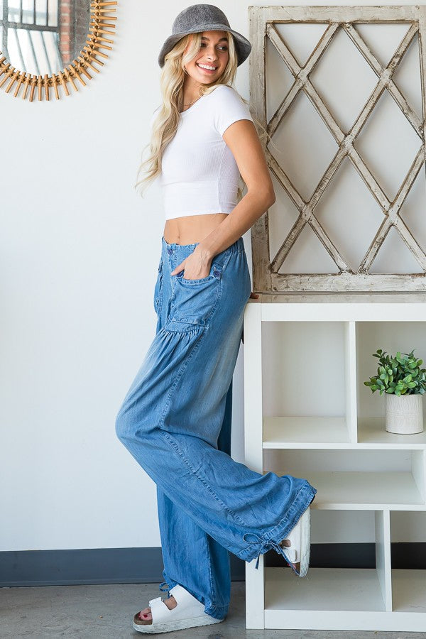 Halle Washed Wide Tencel Denim Pants