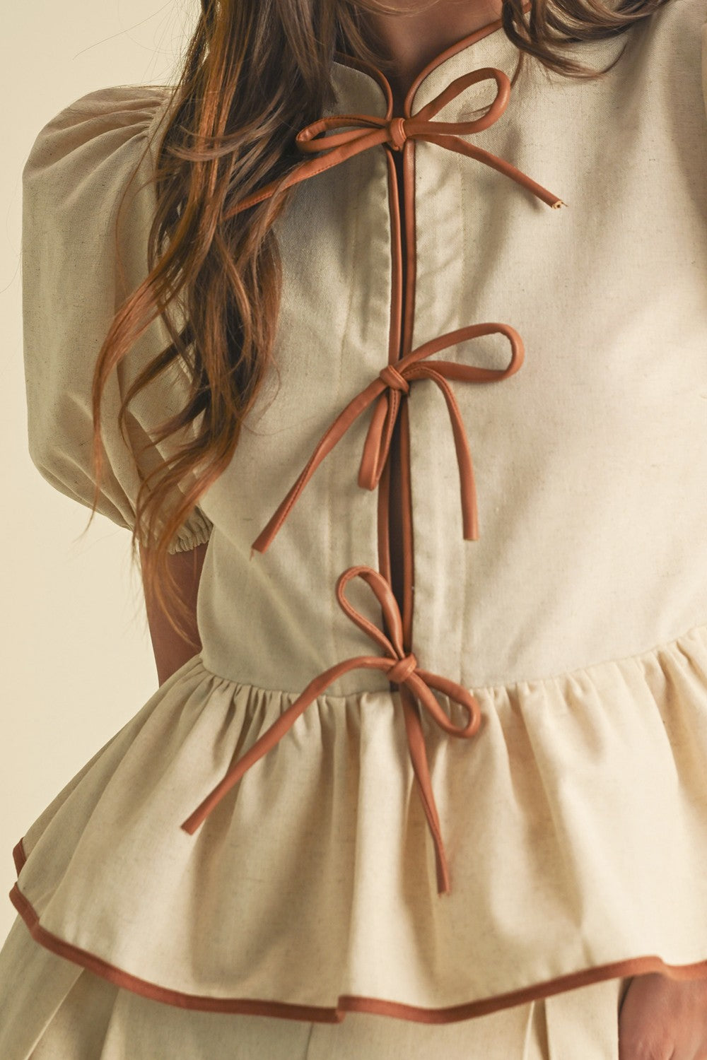 Lennon 2-Tone Linen Ribbon Top