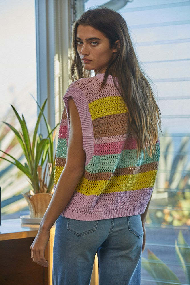 Lavender Sky Knit Sweater Vest