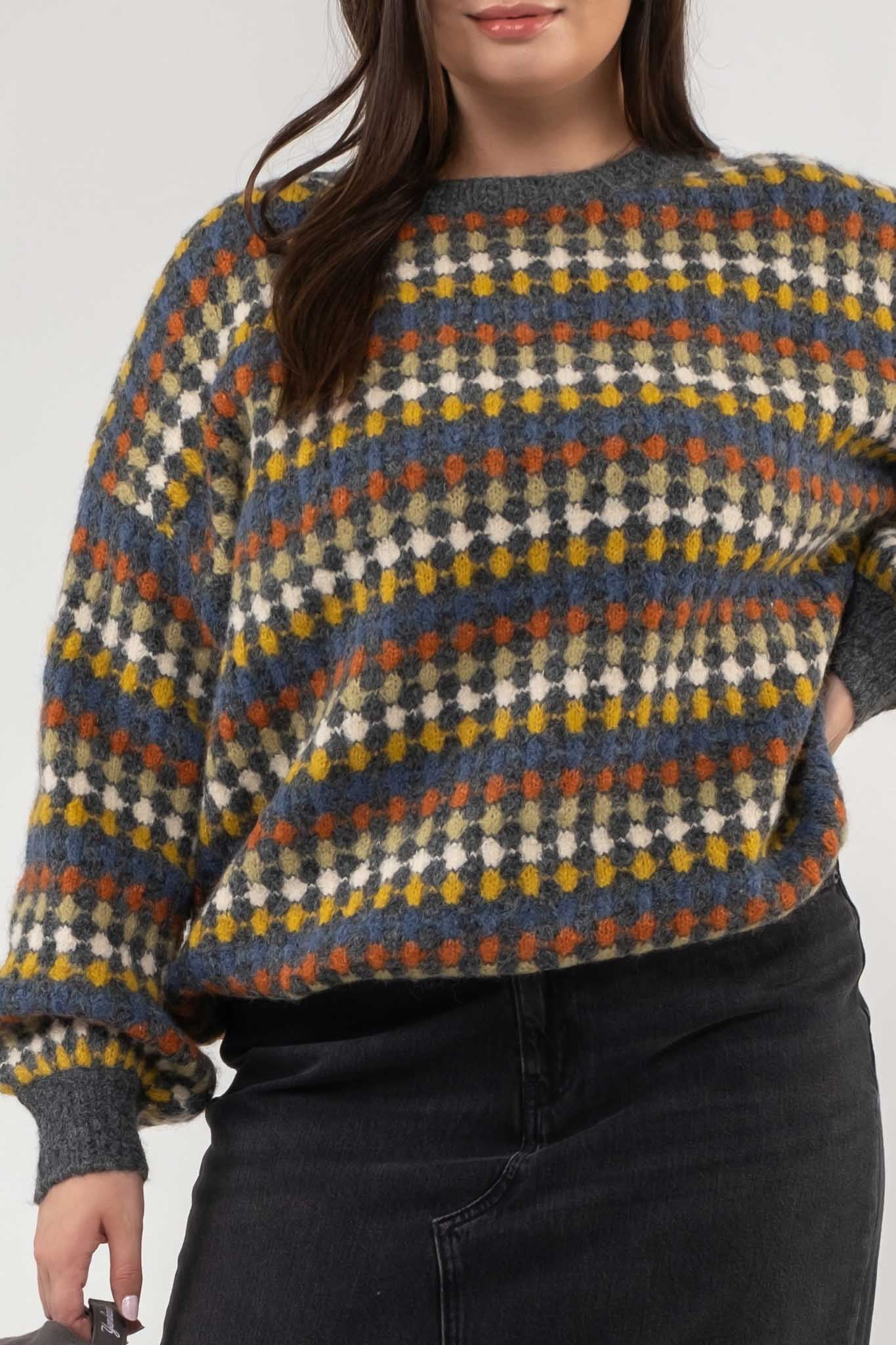 Mabel Multicolored Crewneck Knit Sweater