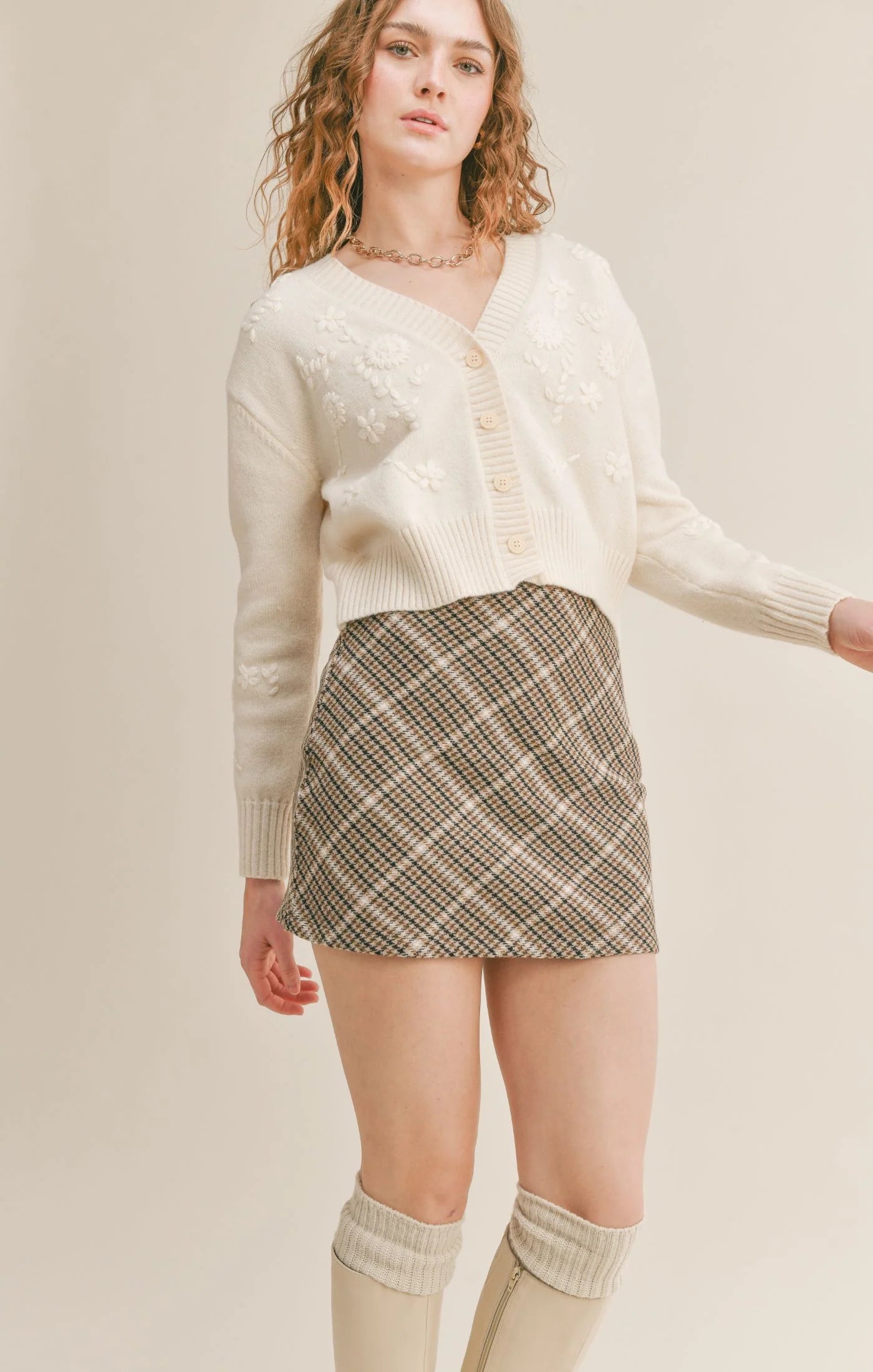 Autumn Days Embroidered Flower Cardigan