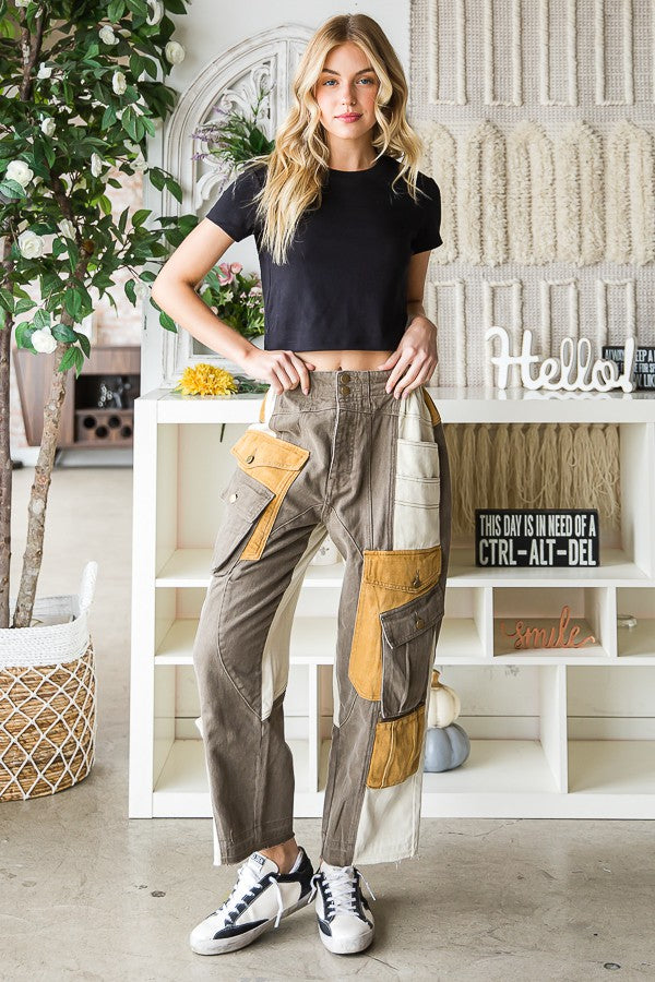 Pick Your Pocket Color-Block Cargo Pants