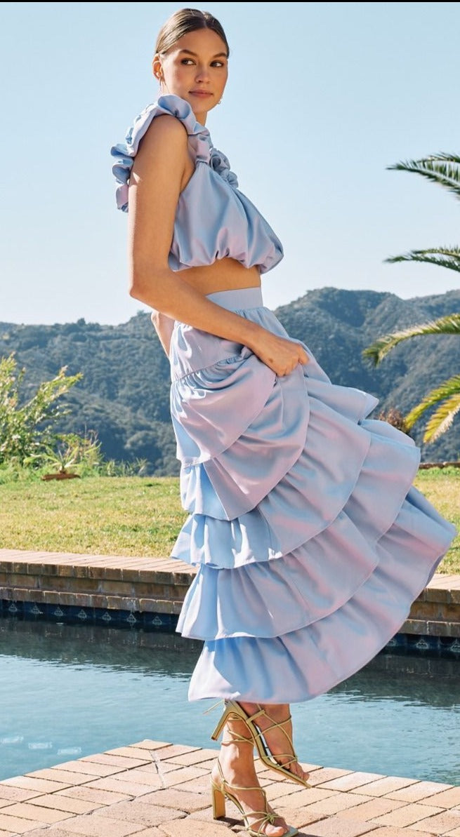 All Ruffled Up Tiered Maxi Skirt