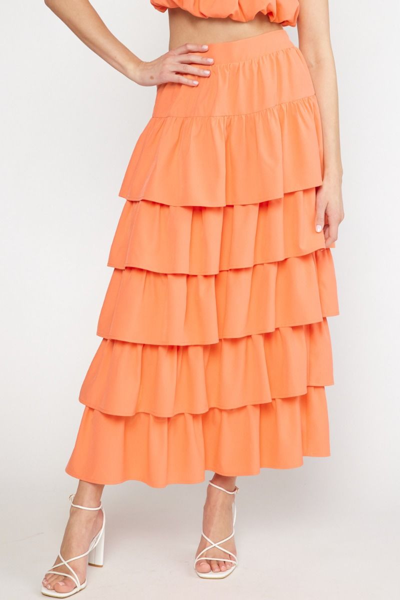 All Ruffled Up Tiered Maxi Skirt