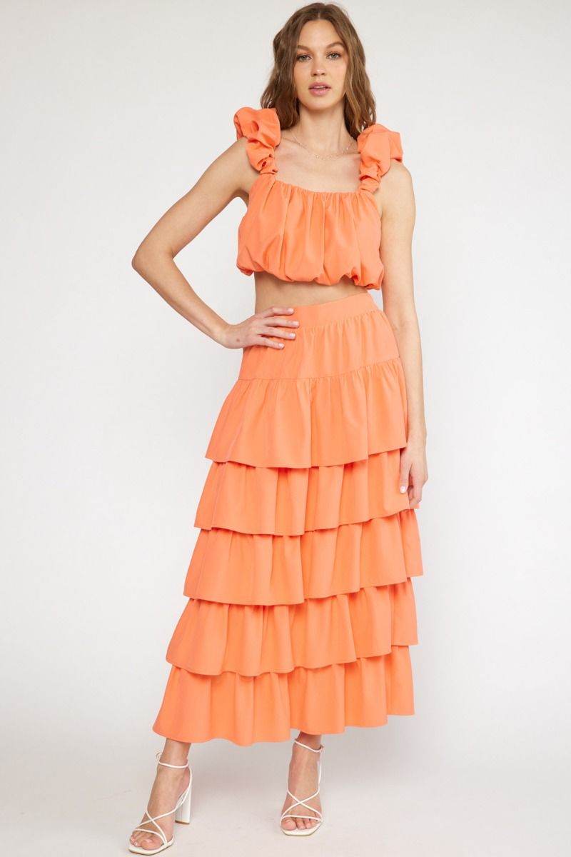 All Ruffled Up Tiered Maxi Skirt