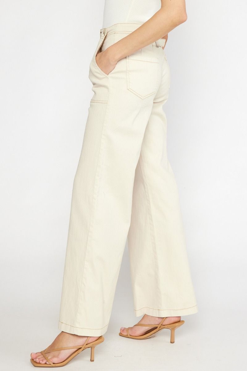 Set For Summer Cream Wide Leg Pants
