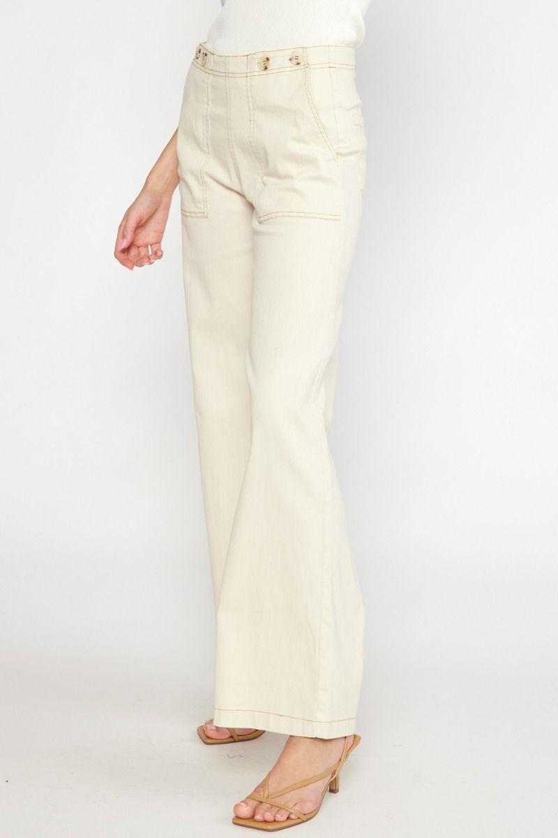 Set For Summer Cream Wide Leg Pants