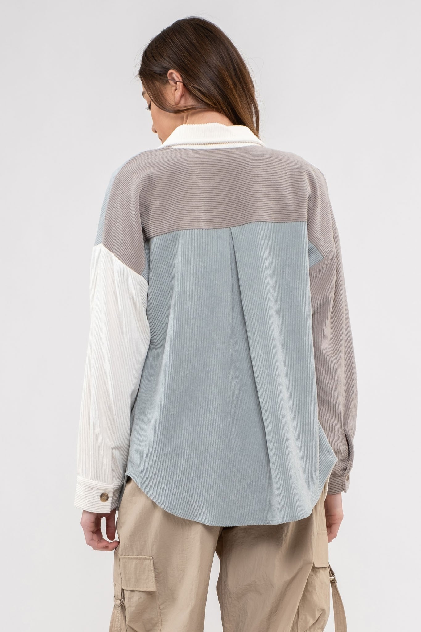 Winter Vibes Corduroy Color-Block Shacket