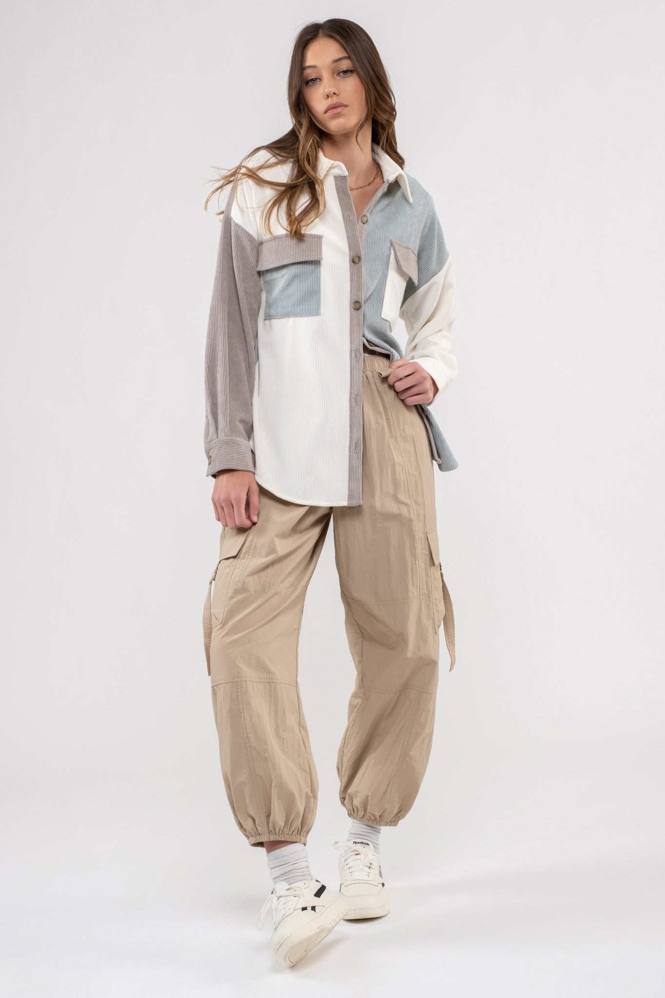 Winter Vibes Corduroy Color-Block Shacket
