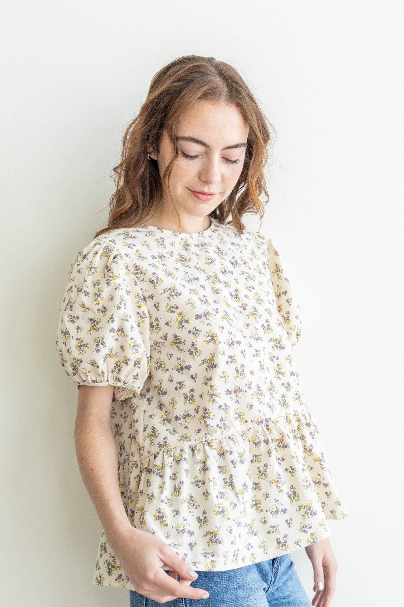 Addie Floral Back Ribbon Tie Top