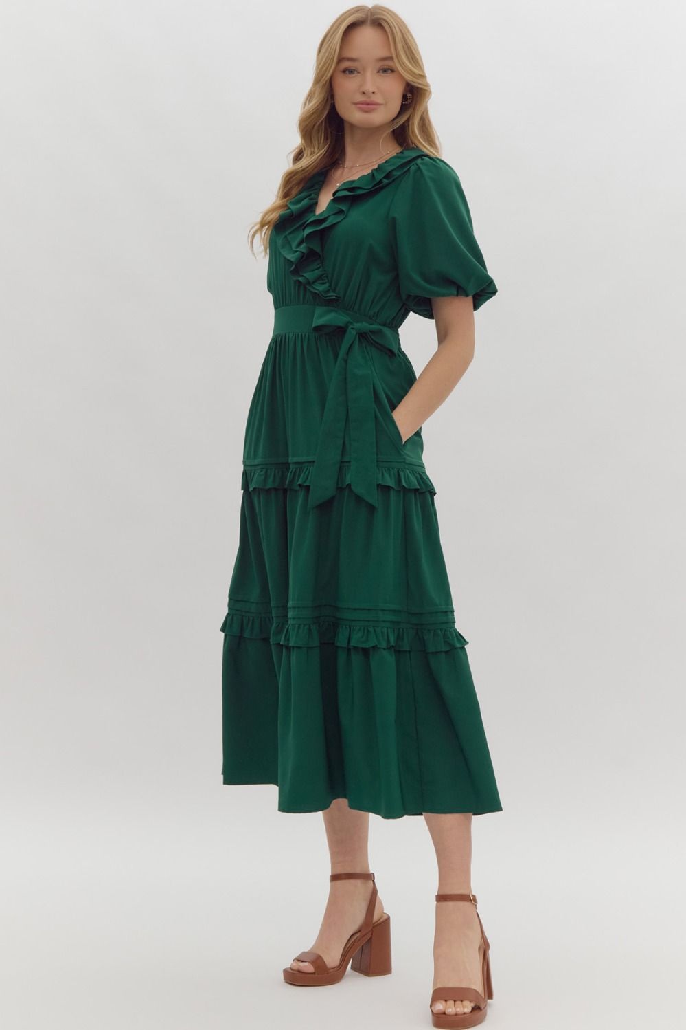 Aven Ruffle Midi Dress
