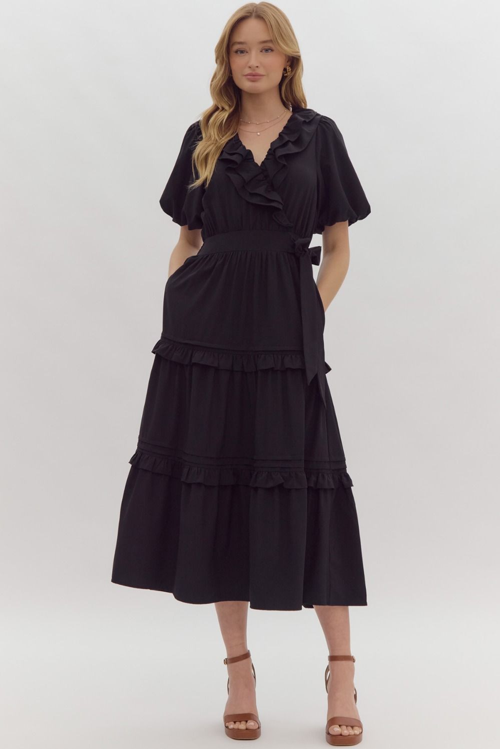 Aven Ruffle Midi Dress