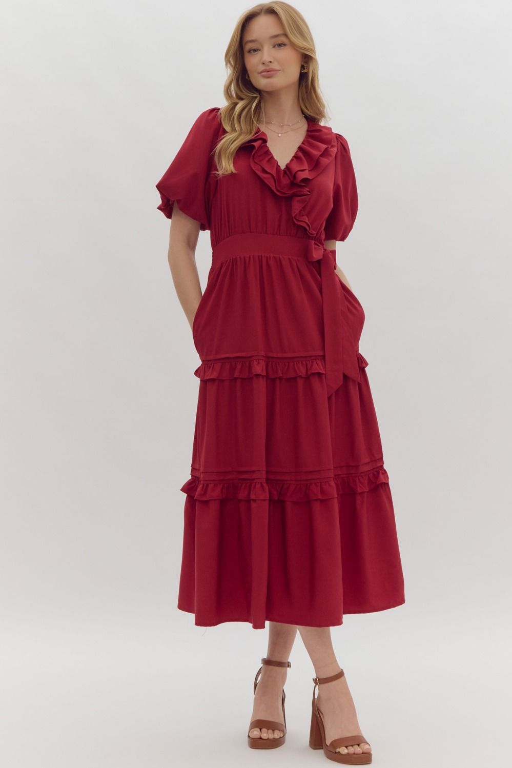 Aven Ruffle Midi Dress