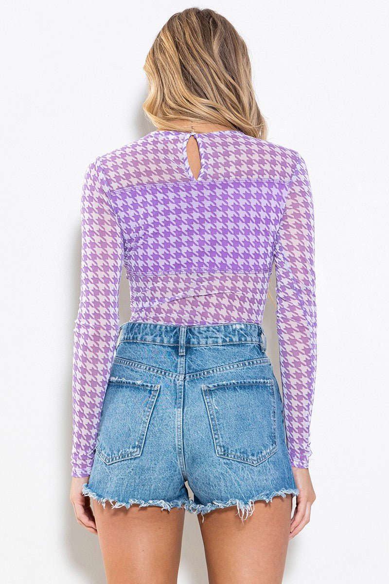 Retro Checkered Mesh Body Suit