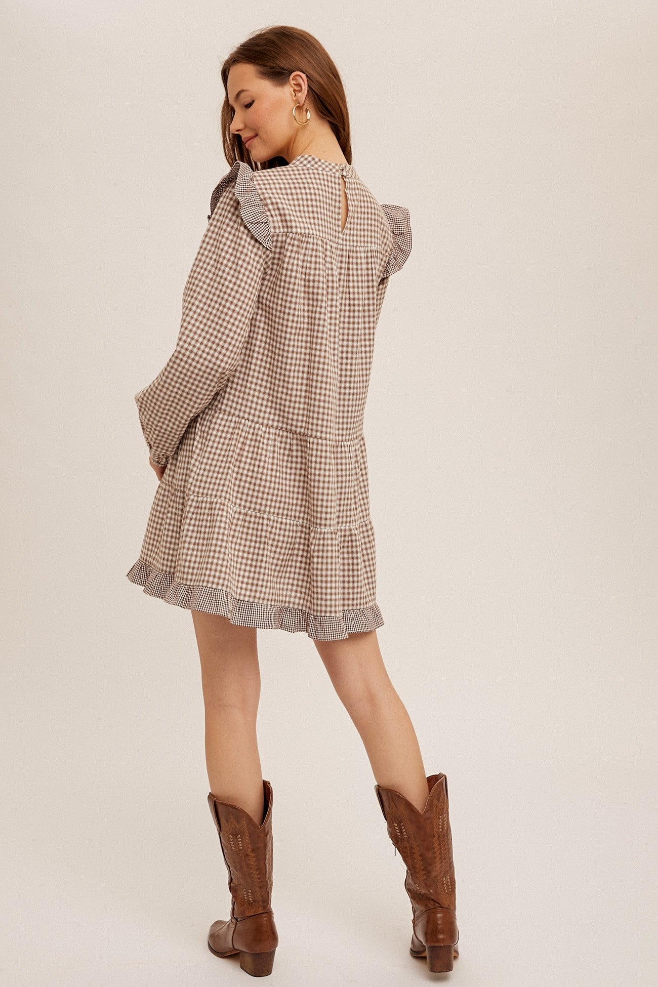 Charlie Ruffle Trim Puff Sleeve Tiered Dress