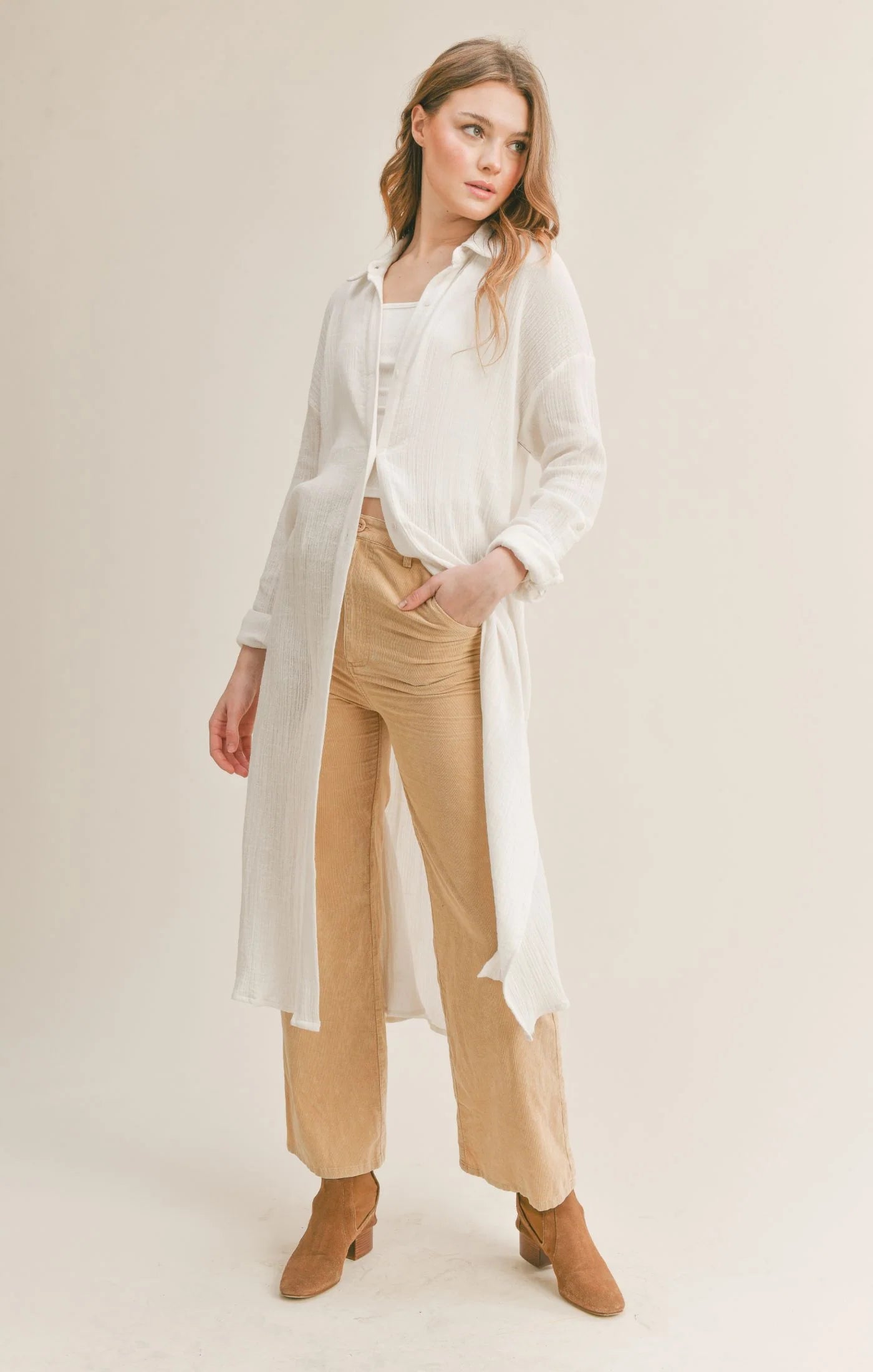 Quinn Coppola Gauze Long Shirt Dress