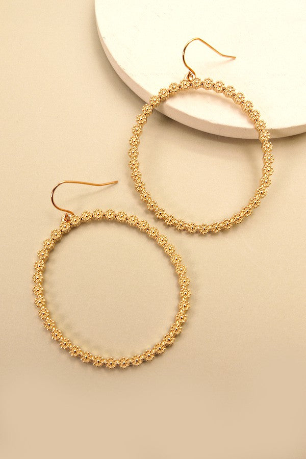 Dainty Flower Circle Hoop Earring