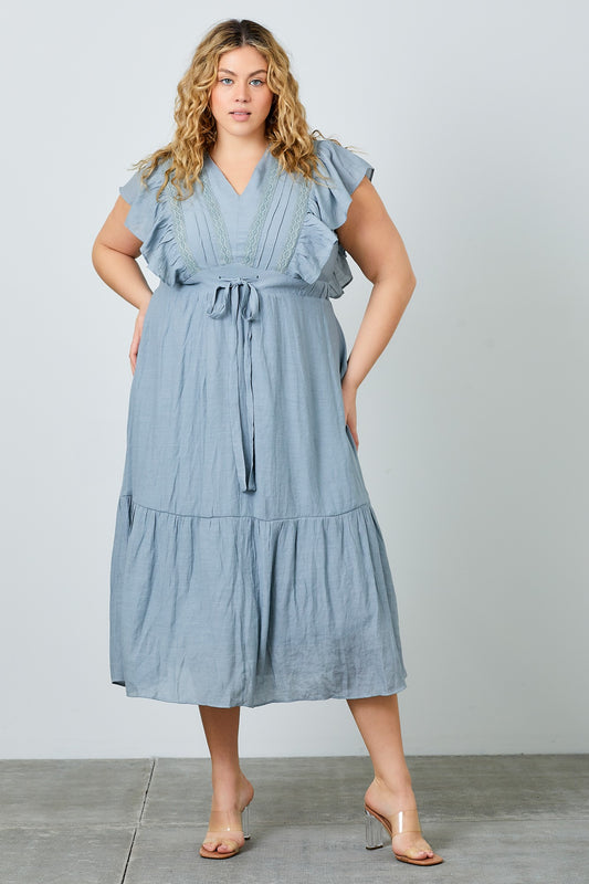 Easy On The Eyes Ruffled Midi Dress