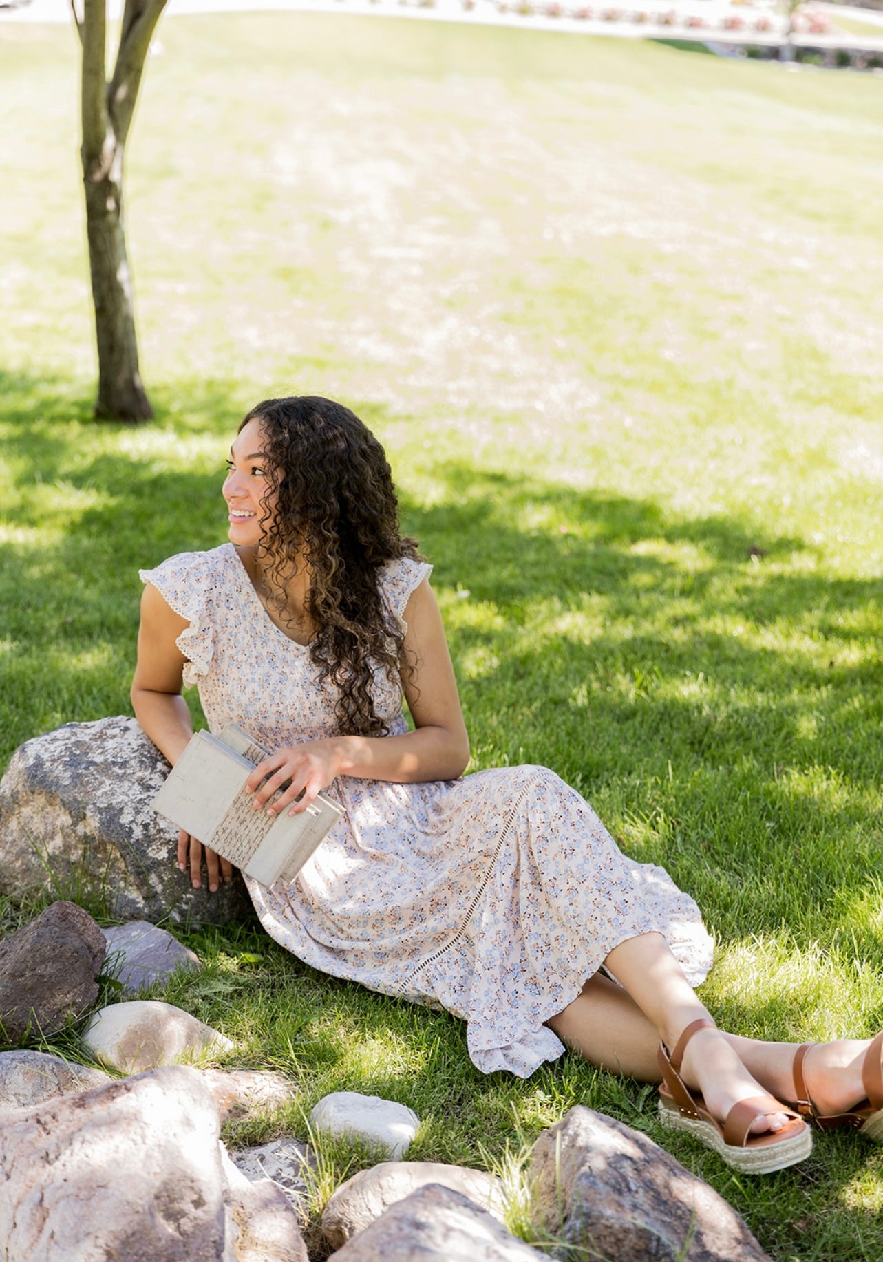 Dainty Floral Smocked Ruffle Dress